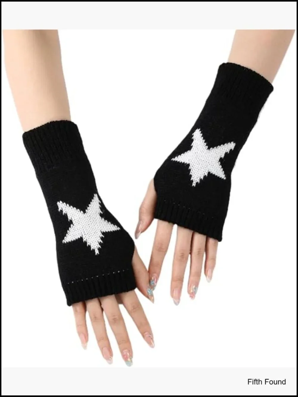 Y2K Star Pattern Fingerless Gloves Thumb Hole Arm Warmers